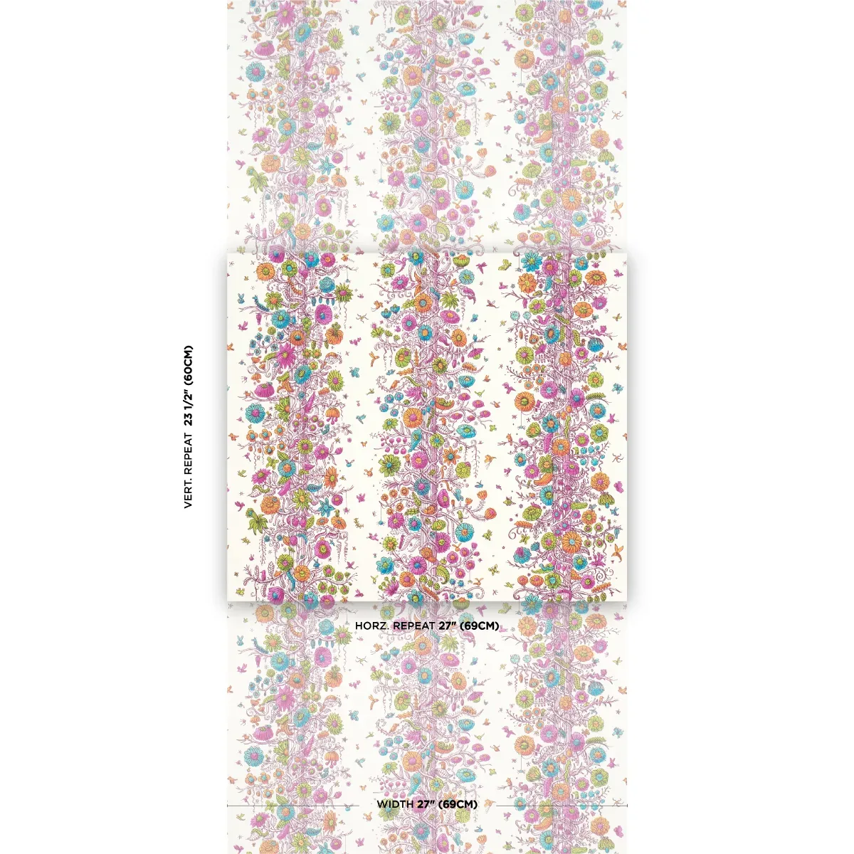 EDWARD STEED'S TOWERS OF FLOWERS MULTICOLOR BURST Schumacher Wallpaper wallpaper - SKU 5016140