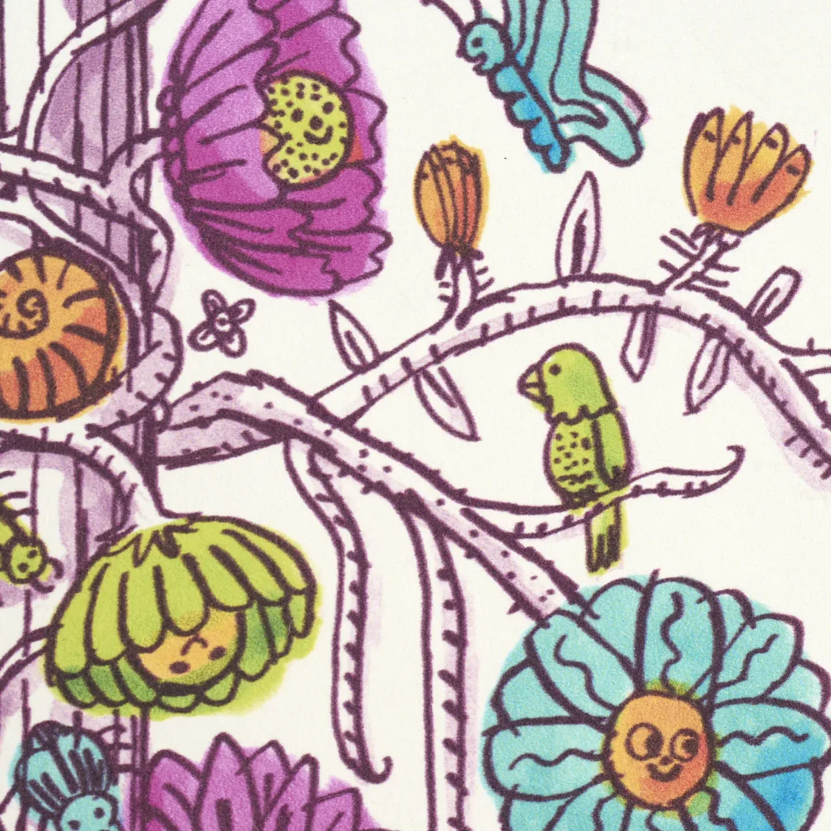 EDWARD STEED'S TOWERS OF FLOWERS MULTICOLOR BURST Schumacher Wallpaper wallpaper - SKU 5016140