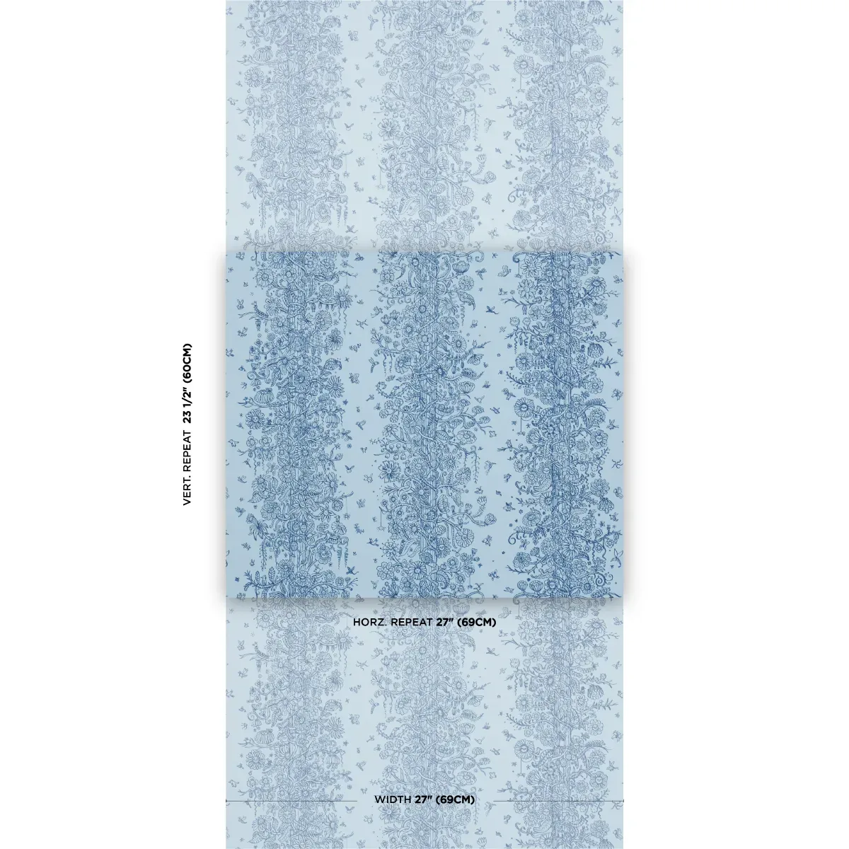 EDWARD STEED'S TOWERS OF FLOWERS SKY BLUE & NAVY Schumacher Wallpaper wallpaper - SKU 5016142