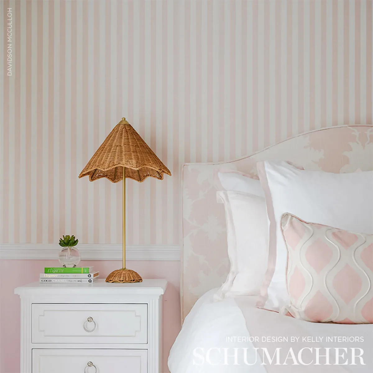 EDWIN STRIPE MEDIUM BLUSH Schumacher Wallpaper wallpaper - SKU 5011894