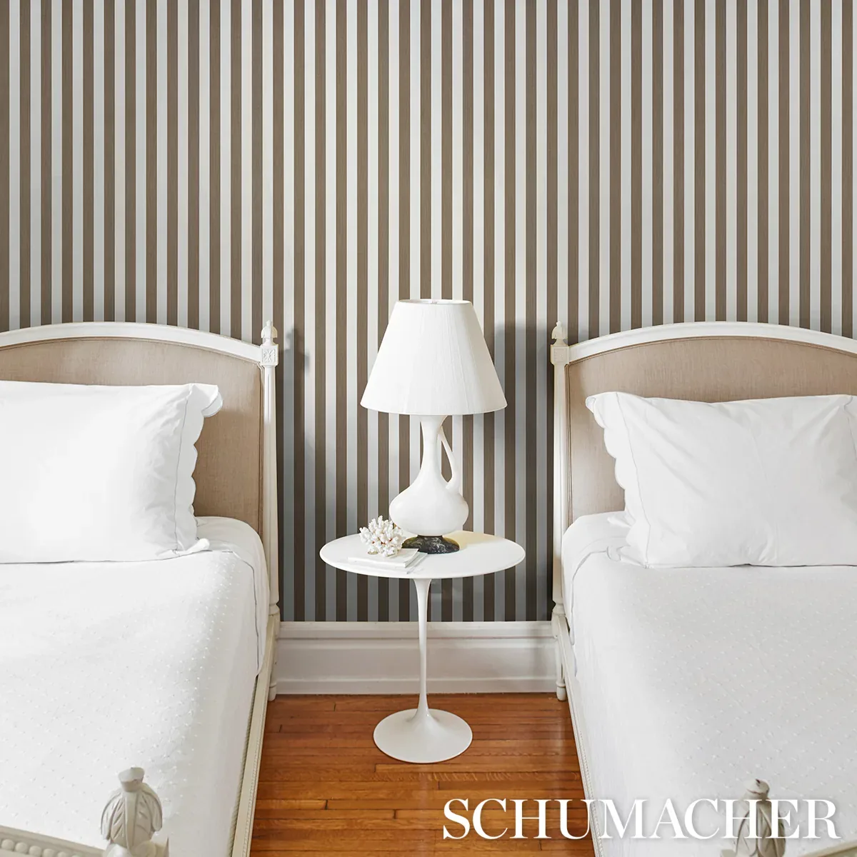 EDWIN STRIPE MEDIUM - MOCHA Schumacher Wallpaper | Wallpaper EDWIN STRIPE MEDIUM MOCHA Schumacher Wallpaper wallpaper - SKU 5013612