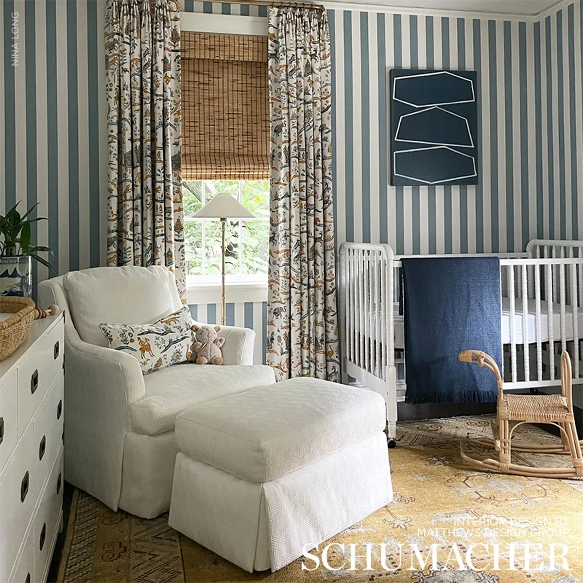 EDWIN STRIPE MEDIUM SLATE Schumacher Wallpaper wallpaper - SKU 5011885