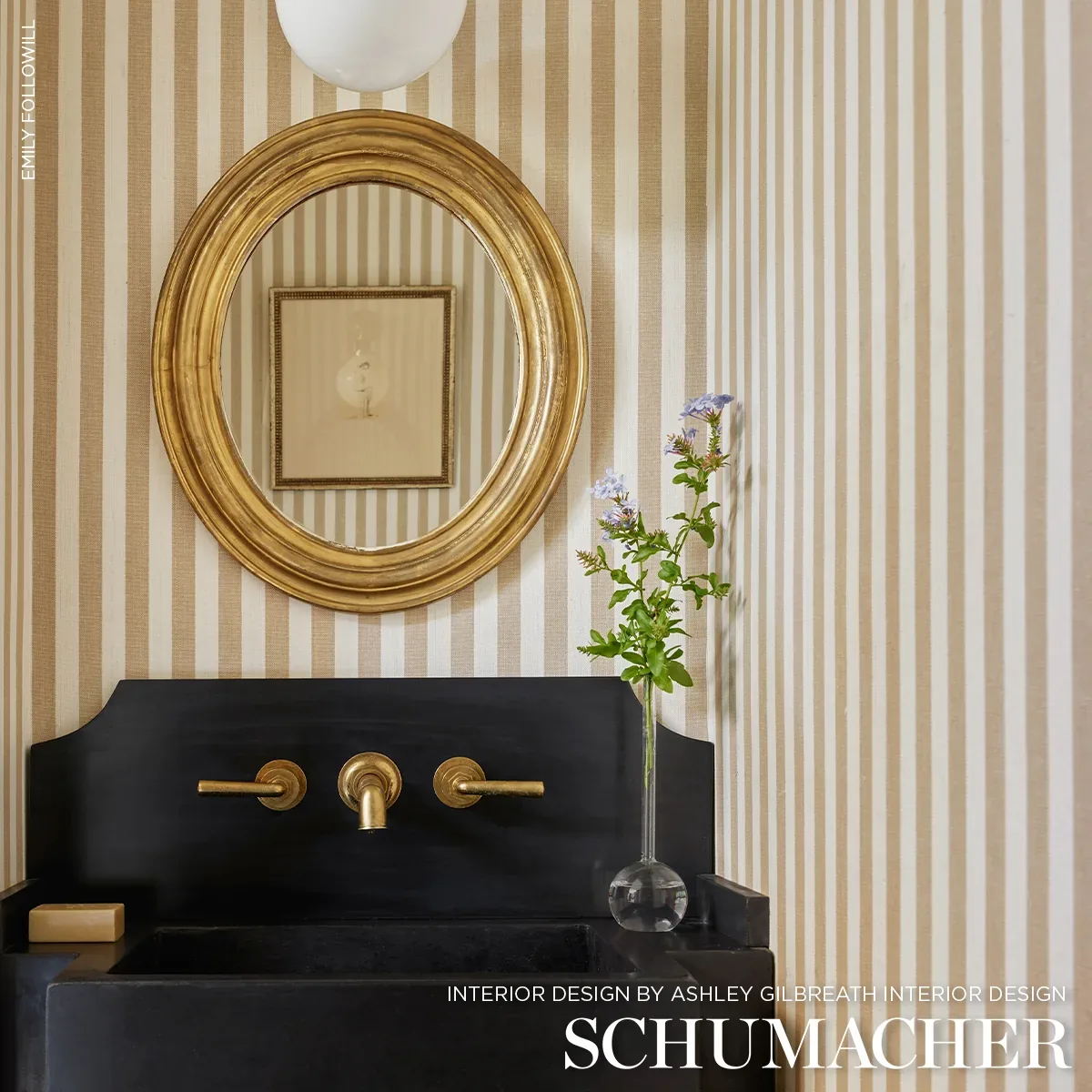 EDWIN STRIPE MEDIUM - WHEAT Schumacher Wallpaper | Wallpaper EDWIN STRIPE MEDIUM WHEAT Schumacher Wallpaper wallpaper - SKU 5011892