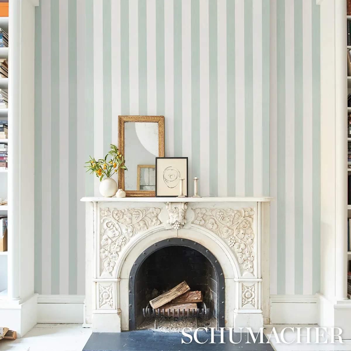 EDWIN STRIPE WIDE EUCALYPTUS Schumacher Wallpaper wallpaper - SKU 5013622