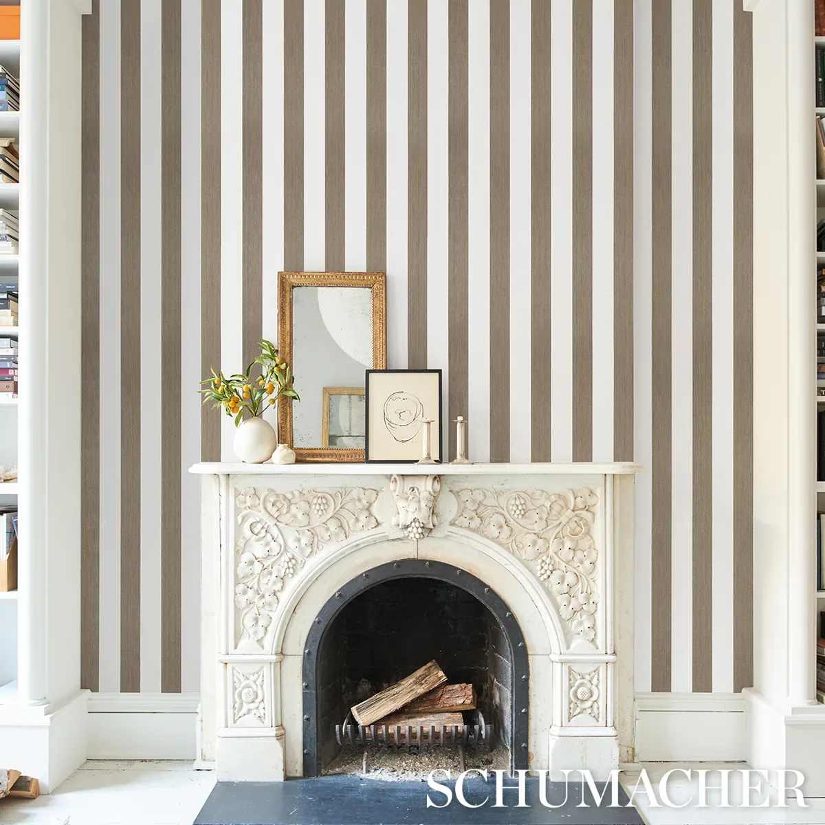 EDWIN STRIPE WIDE - MOCHA Schumacher Wallpaper | Wallpaper T EDWIN STRIPE WIDE MOCHA Schumacher Wallpaper wallpaper - SKU 5013621