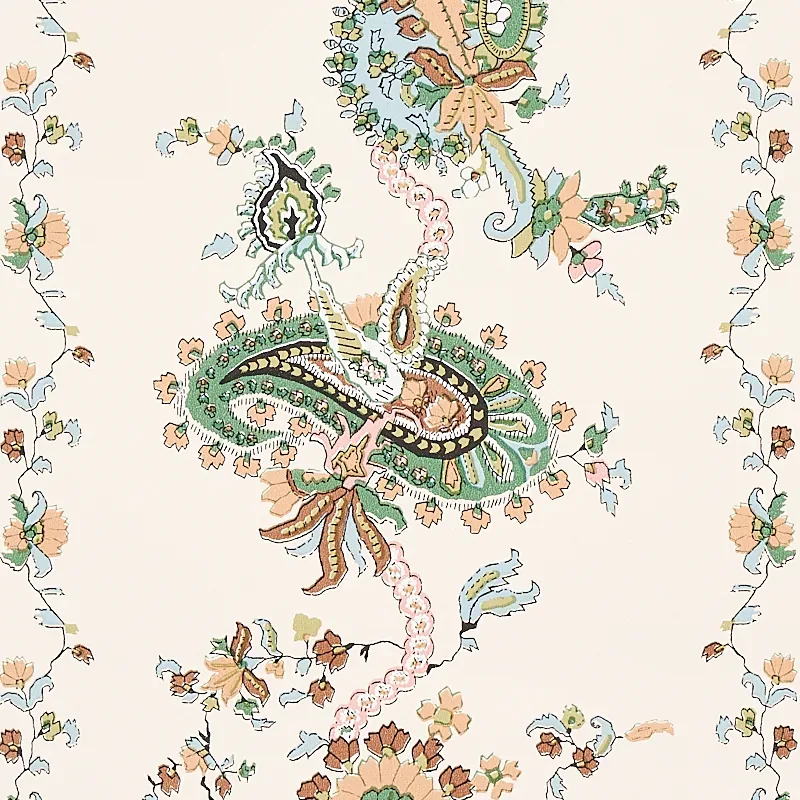 ELENA PAISLEY STRIPE GREEN Schumacher Wallpaper wallpaper - SKU 5012890
