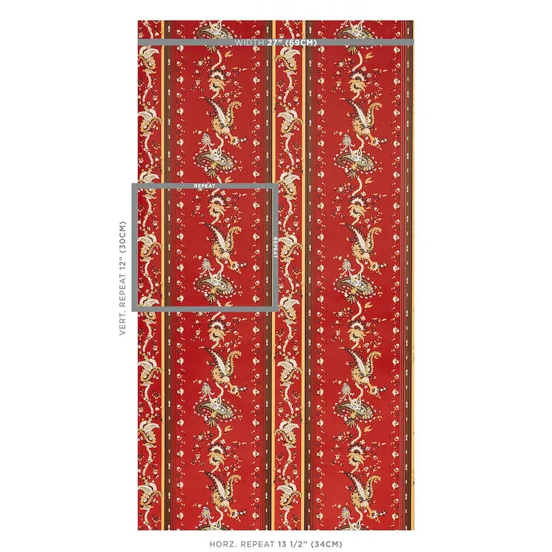 ELENA PAISLEY STRIPE POMPEII Schumacher Wallpaper wallpaper - SKU 5012892