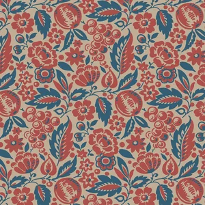 Schumacher ELISE wallpaper, color RED AND BLUE, SKU 4816