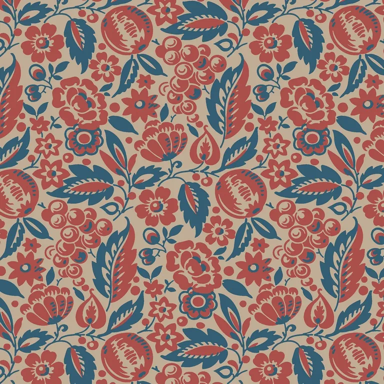 Schumacher ELISE wallpaper, color RED AND BLUE, SKU 4816
