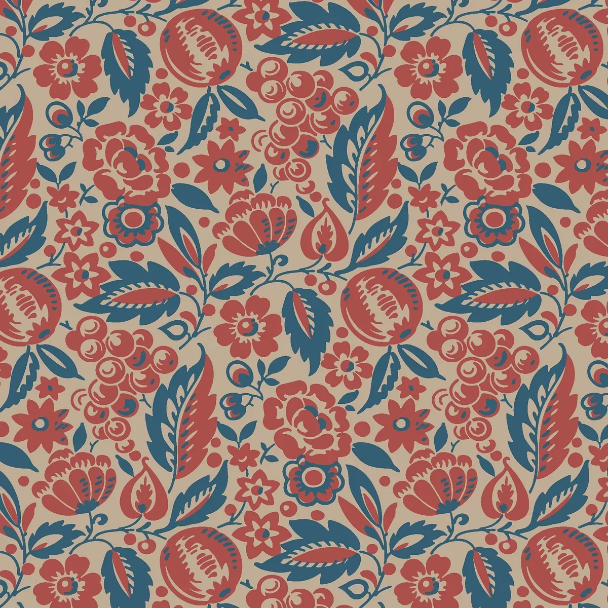 ELISE RED AND BLUE Schumacher Wallpaper wallpaper - SKU 4816