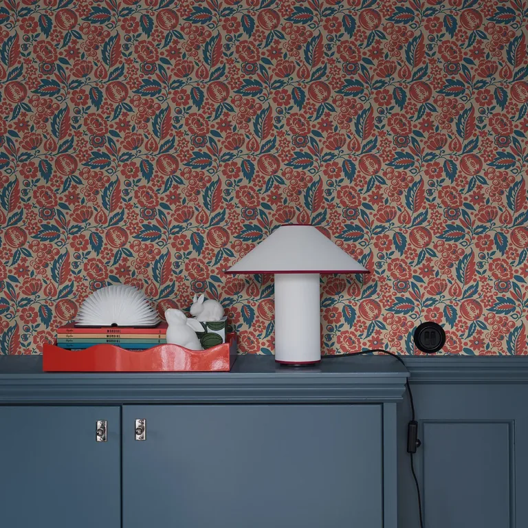 Schumacher ELISE wallpaper, color RED AND BLUE, SKU 4816
