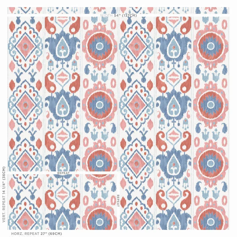 ELIZIA IKAT ROSE & INDIGO Schumacher Wallpaper wallpaper - SKU 5010712