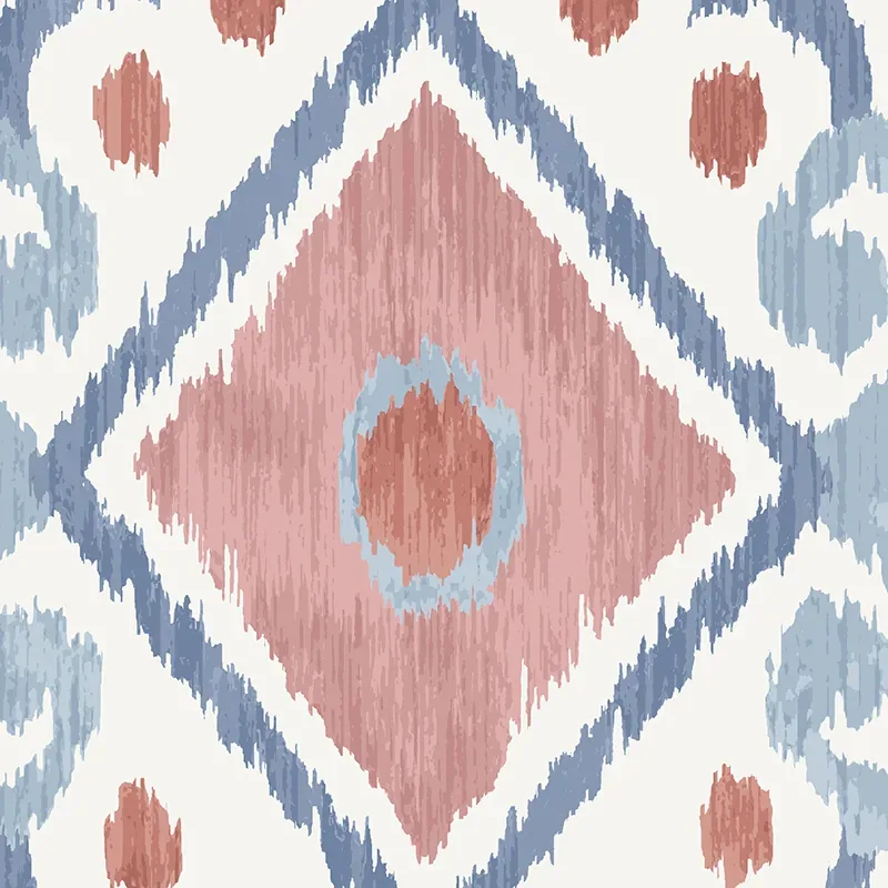 ELIZIA IKAT ROSE & INDIGO Schumacher Wallpaper wallpaper - SKU 5010712