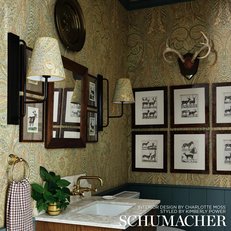Schumacher EMILE CACHEMIRE wallpaper, color SPICE, SKU 5004191