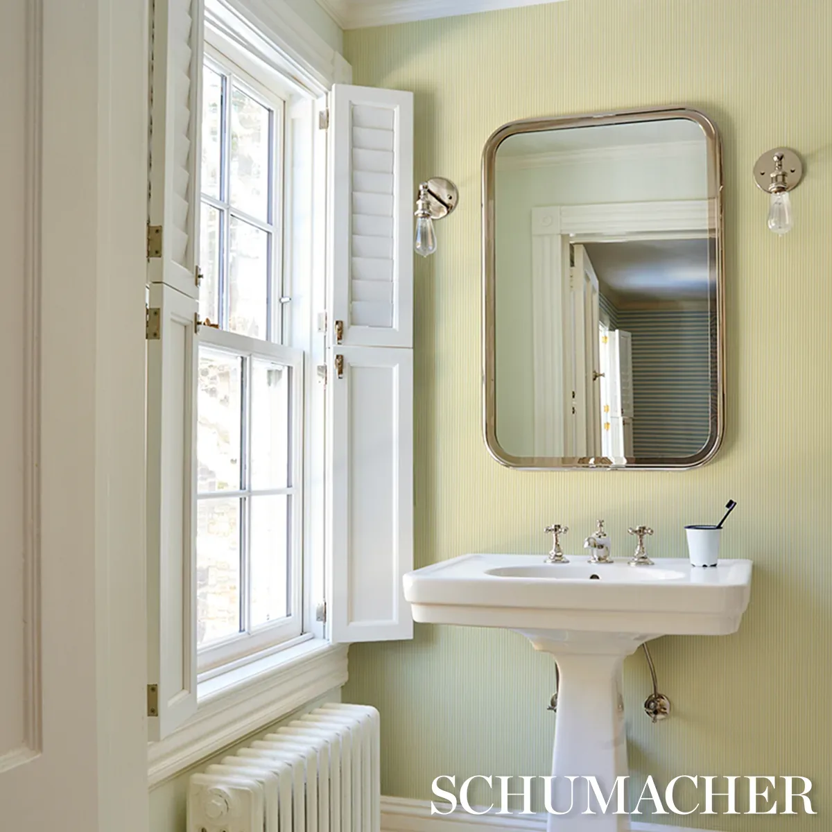 EMMA STRIPE NARROW YELLOW Schumacher Wallpaper wallpaper - SKU 5017196