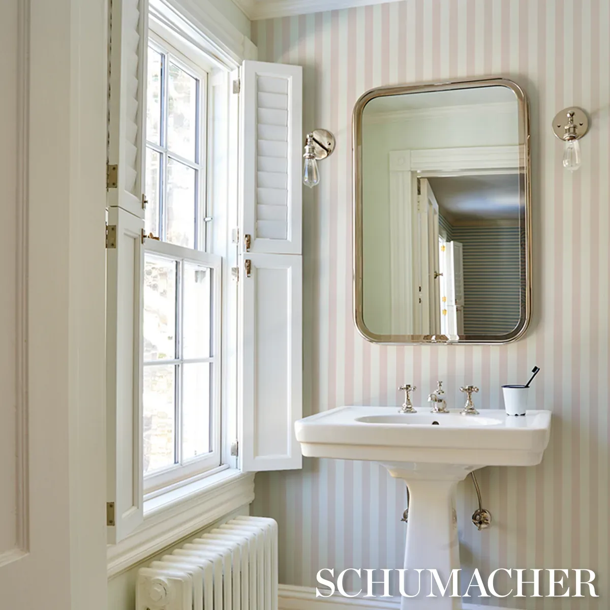EMMA STRIPE - PETAL Schumacher Wallpaper | Wallpaper Twins EMMA STRIPE PETAL Schumacher Wallpaper wallpaper - SKU 5017218