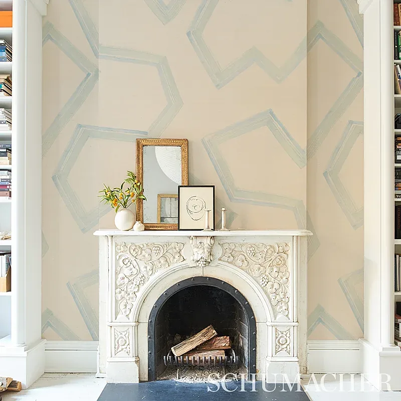 ENZO SISAL - BLUE Schumacher Wallpaper | Wallpaper Twins ENZO SISAL BLUE Schumacher Wallpaper wallpaper - SKU 5013050