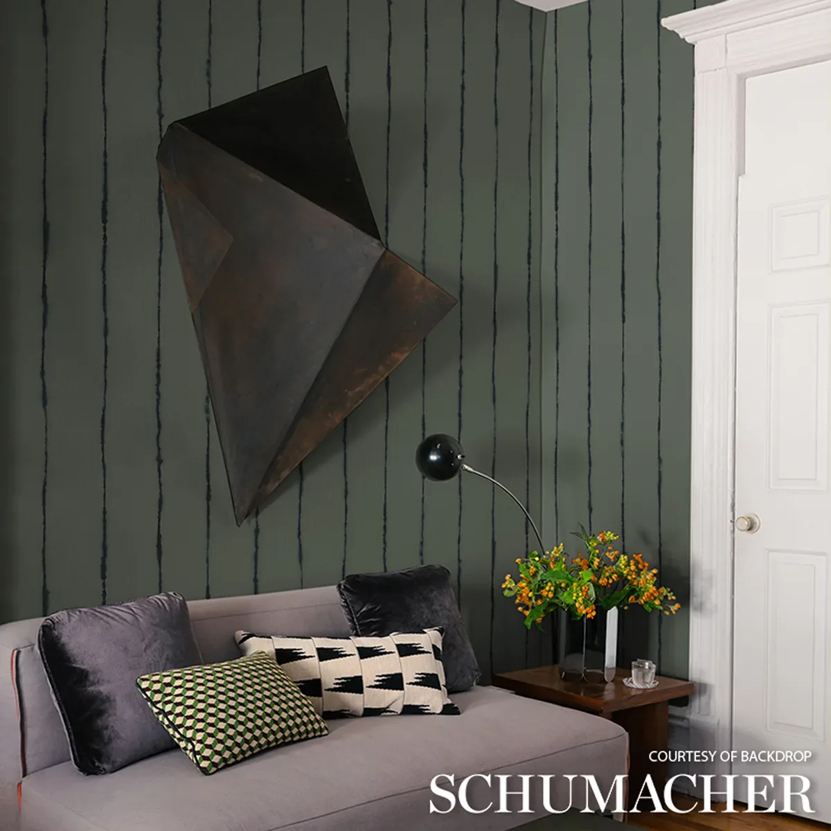 EPHEMERA TEAL GRAY Schumacher Wallpaper wallpaper - SKU 5014872