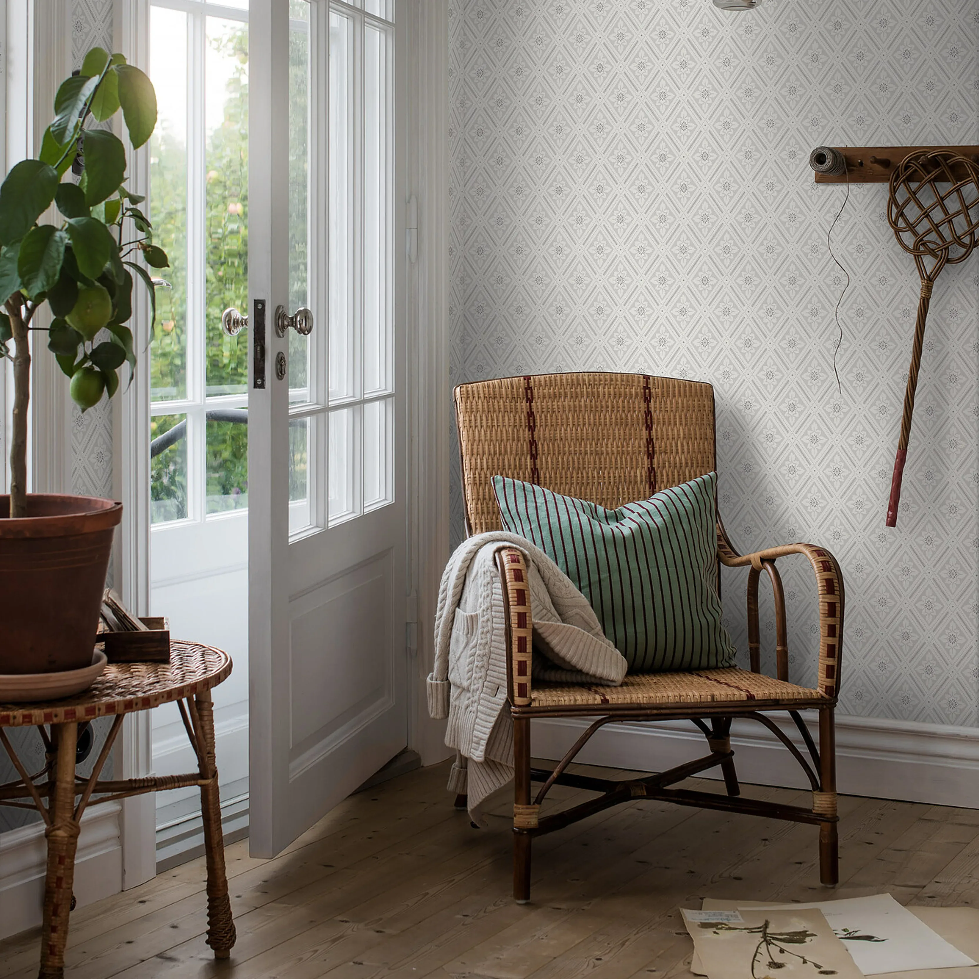 ESTER - GREY Schumacher Wallpaper | Wallpaper Twins ESTER GREY Schumacher Wallpaper wallpaper - SKU 7659