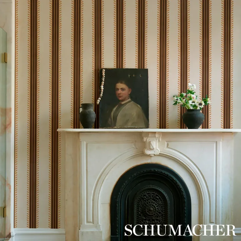 ETRUSCAN STRIPE BROWN Schumacher Wallpaper wallpaper - SKU 5012850