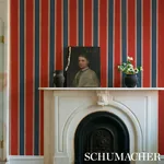 ETRUSCAN STRIPE RED & BLUE Schumacher Wallpaper wallpaper - SKU 5012852