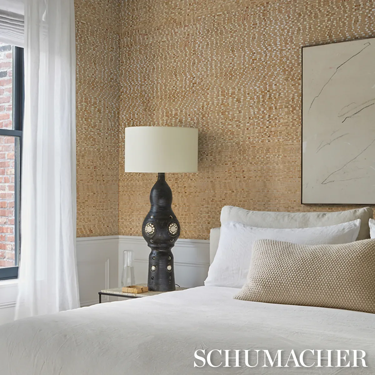 ETTI WATERLILY WALLCOVERING - WARM GOLD Schumacher Wallpaper ETTI WATERLILY WALLCOVERING WARM GOLD Schumacher Wallpaper wallpaper - SKU 5016220