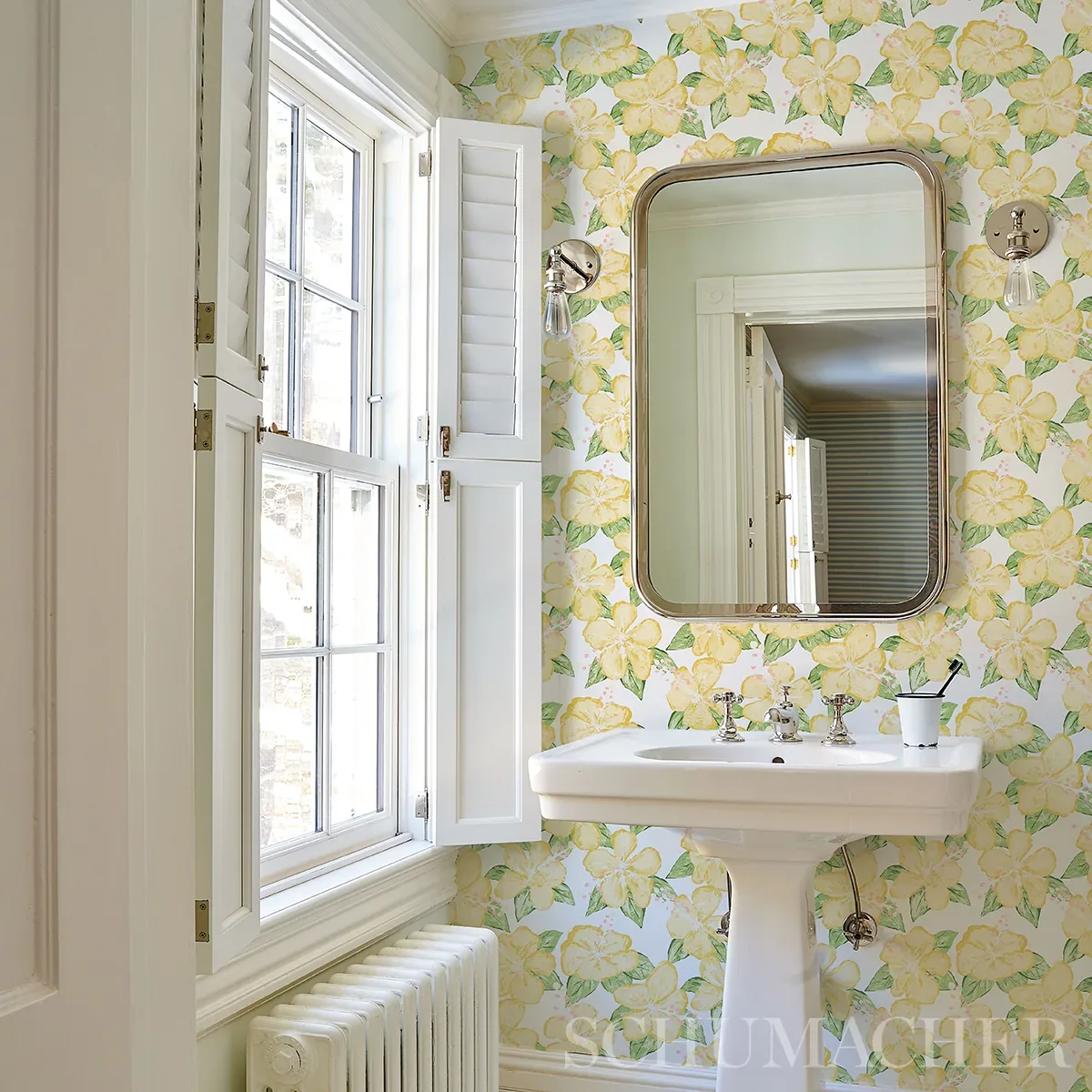 FABIENNE - YELLOW Schumacher Wallpaper | Wallpaper Twins FABIENNE YELLOW Schumacher Wallpaper wallpaper - SKU 5013812