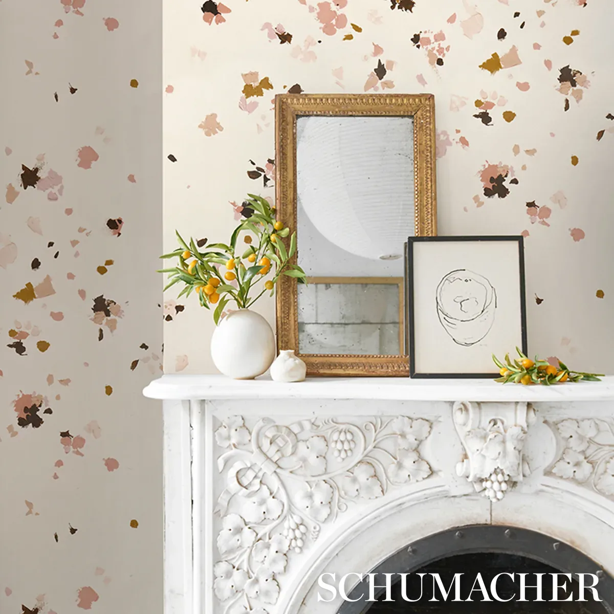 FAIRFARREN - WARM PINK Schumacher Wallpaper | Wallpaper Twin FAIRFARREN WARM PINK Schumacher Wallpaper wallpaper - SKU 5014885