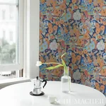 FAIRIE GARDEN - ORANGE AND NAVY Schumacher Wallpaper | Wallp FAIRIE GARDEN ORANGE AND NAVY Schumacher Wallpaper wallpaper - SKU 5013540