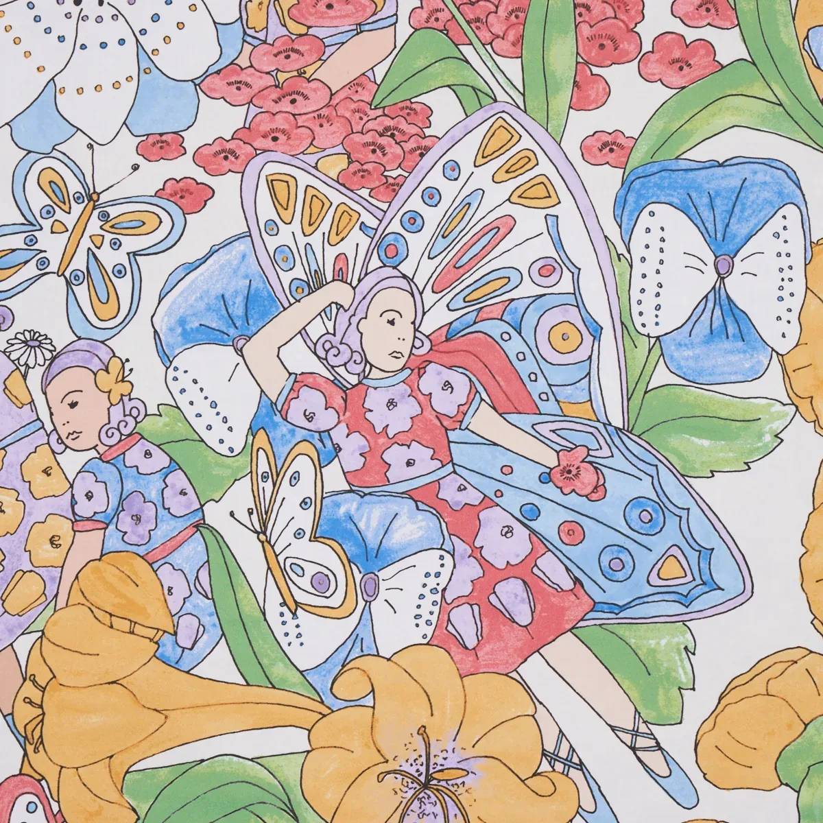 FAIRIE GARDEN - YELLOW AND IVORY Schumacher Wallpaper | Wall FAIRIE GARDEN YELLOW AND IVORY Schumacher Wallpaper wallpaper - SKU 5013541