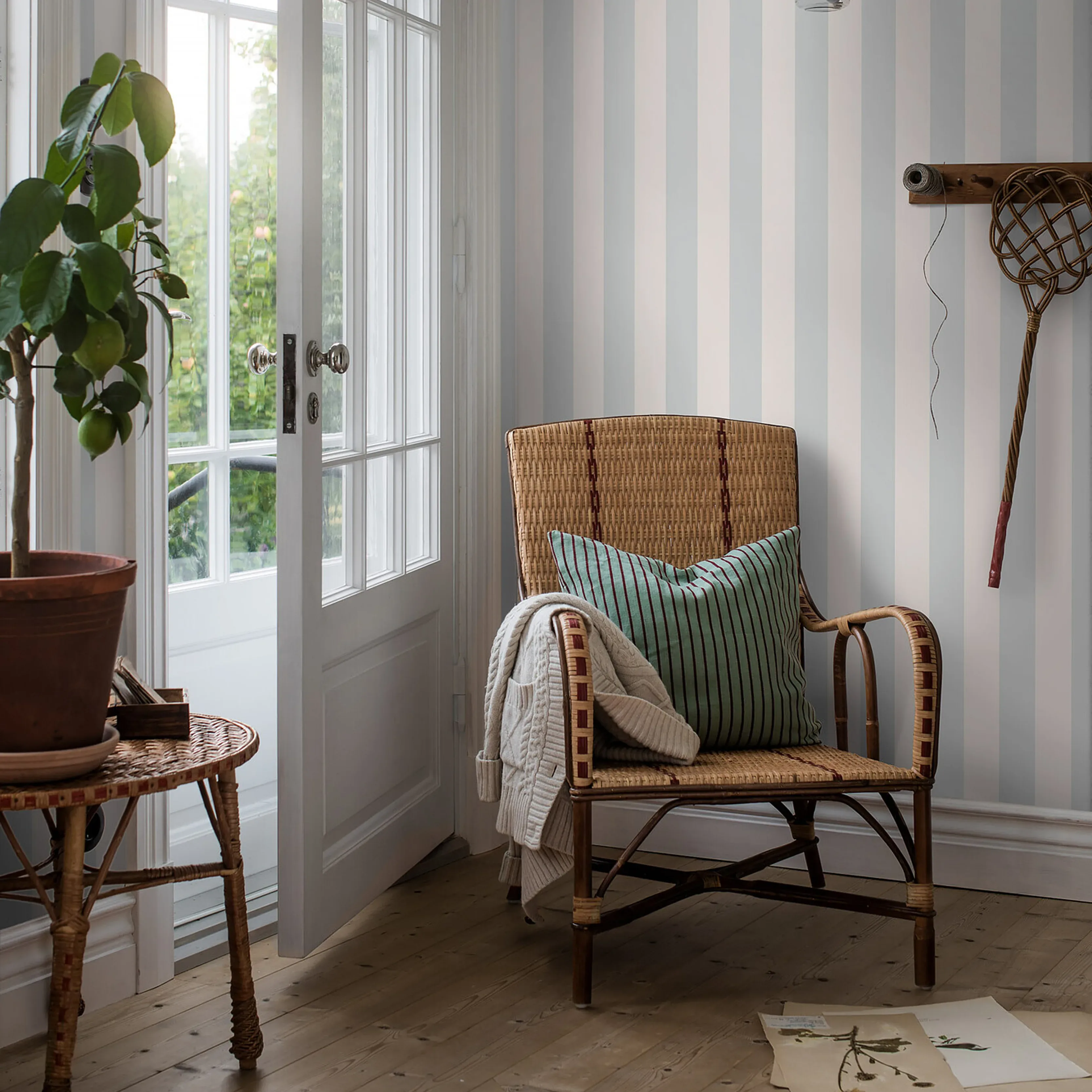 FALSTERBO STRIPE SKY Schumacher Wallpaper wallpaper - SKU 7683