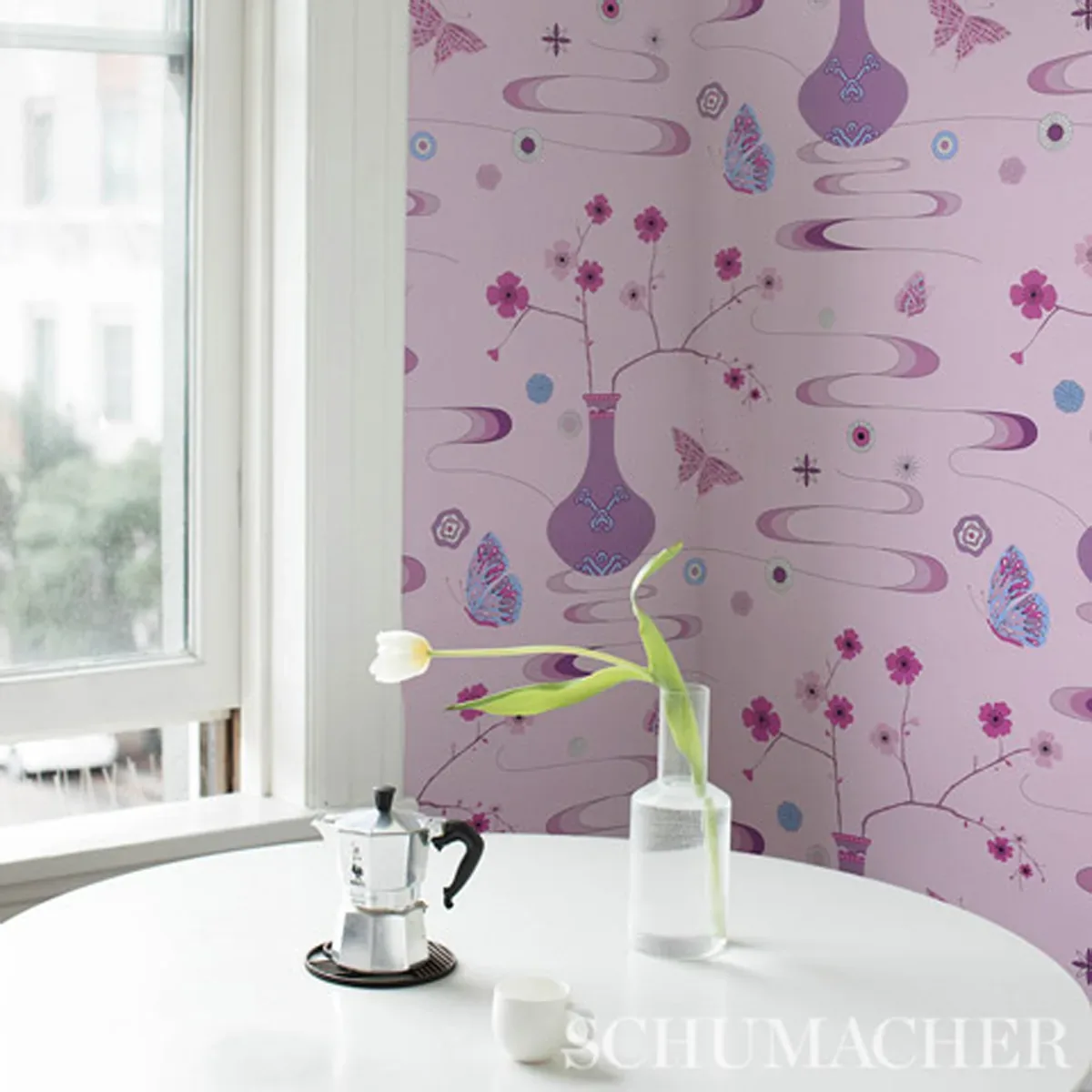 FANTASIA PEONY PINK Schumacher Wallpaper wallpaper - SKU 5013592