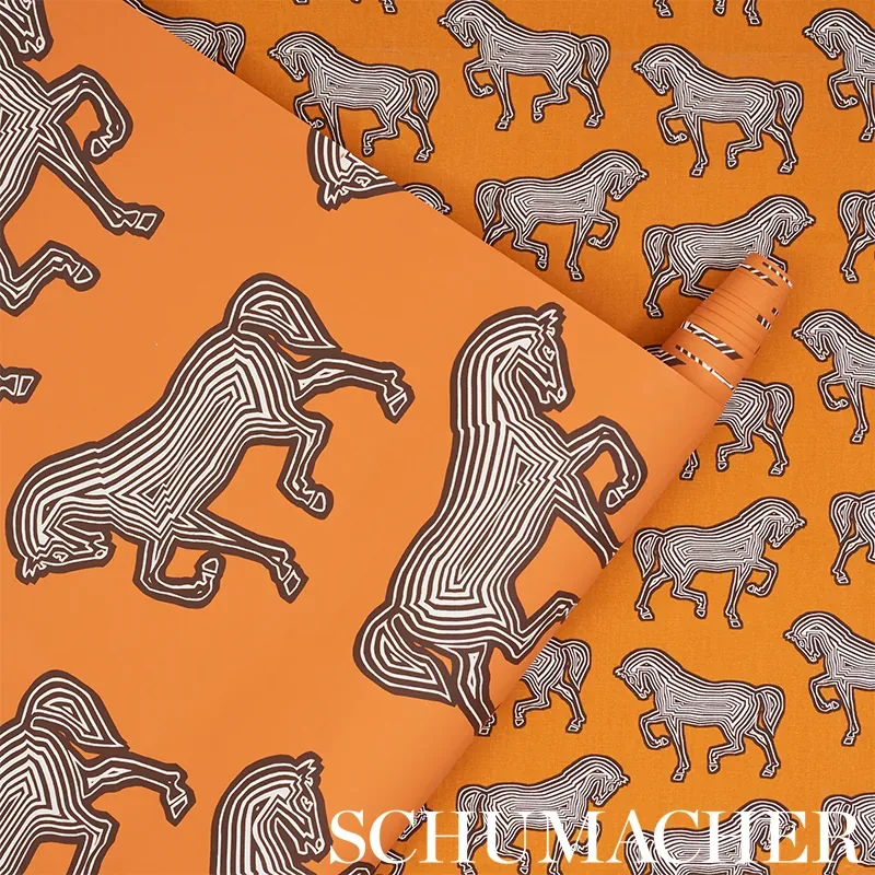 FAUBOURG - ORANGE Schumacher Wallpaper | Wallpaper Twins FAUBOURG ORANGE Schumacher Wallpaper wallpaper - SKU 5007091
