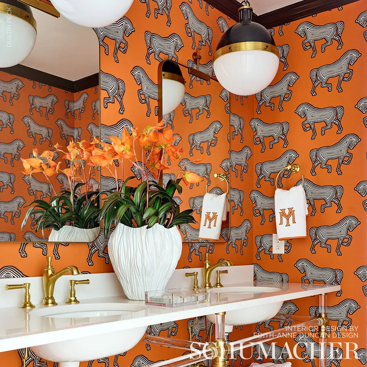 FAUBOURG - ORANGE Schumacher Wallpaper | Wallpaper Twins FAUBOURG ORANGE Schumacher Wallpaper wallpaper - SKU 5007091