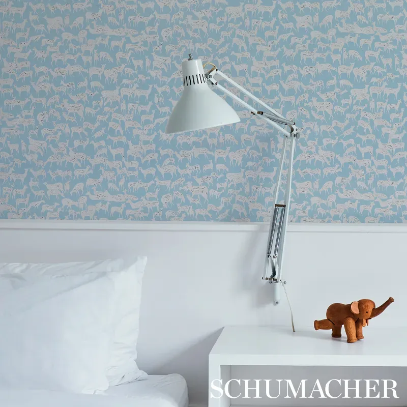 FAUNA SLATE BLUE Schumacher Wallpaper wallpaper - SKU 5012490