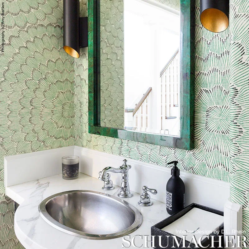 FEATHER BLOOM SISAL EMERALD & ORE Schumacher Wallpaper wallpaper - SKU 5006072