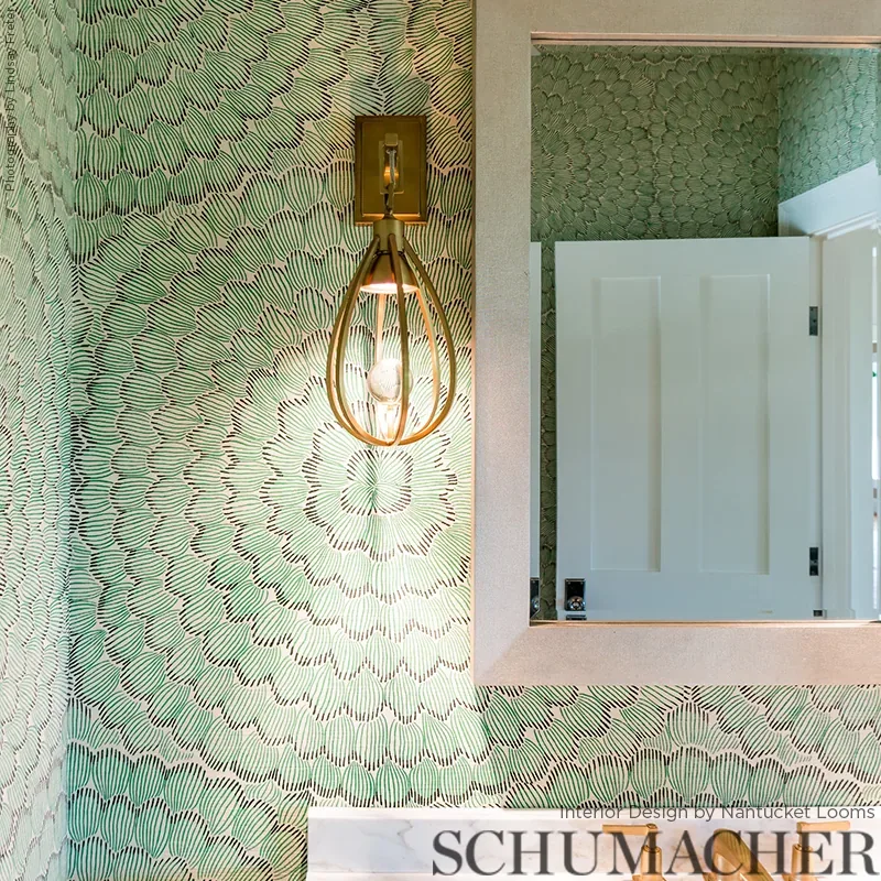 FEATHER BLOOM SISAL EMERALD & ORE Schumacher Wallpaper wallpaper - SKU 5006072