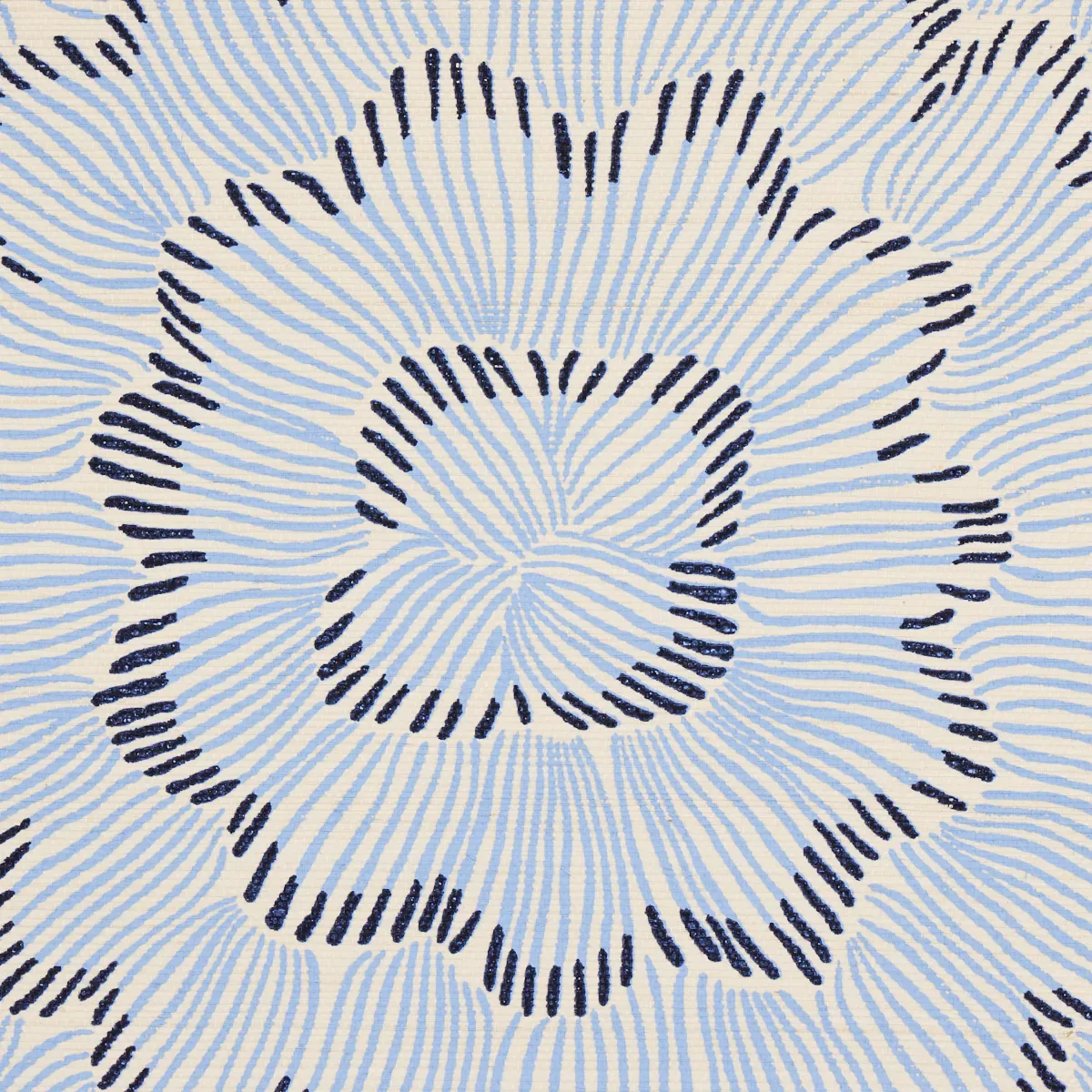 FEATHER BLOOM SISAL TWO BLUES Schumacher Wallpaper wallpaper - SKU 5006071