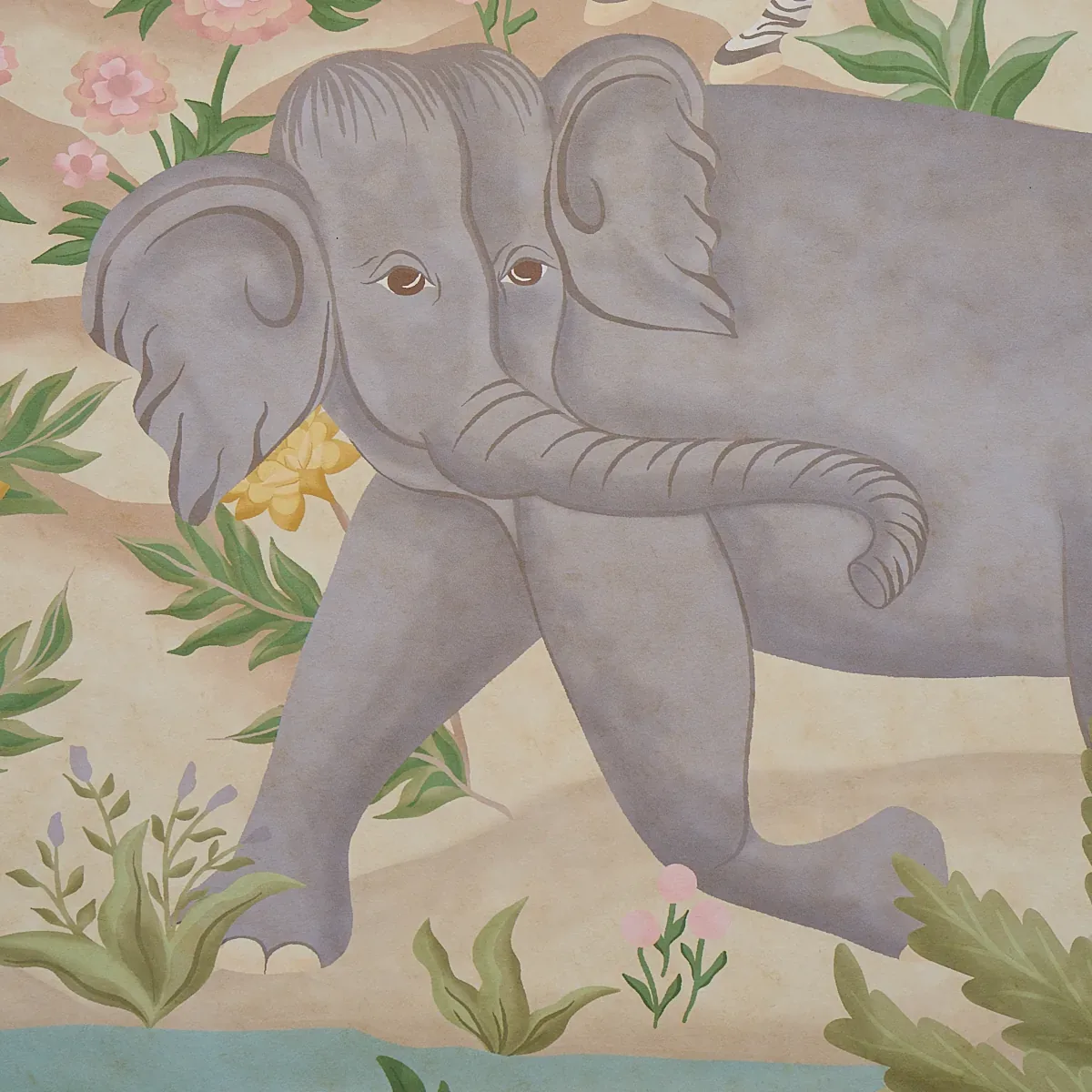 FINCHES JUNGLE PANEL SET PARCHMENT Schumacher Wallpaper wallpaper - SKU 5013310
