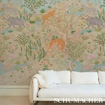 FINCHES JUNGLE PANEL SET PARCHMENT Schumacher Wallpaper wallpaper - SKU 5013310