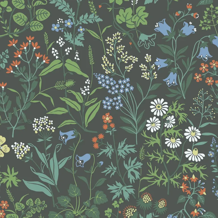 Schumacher FLORA wallpaper, color SPRUCE, SKU 5474