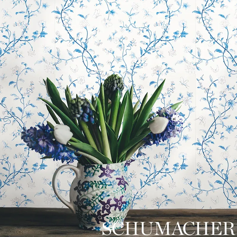 FLORAISON - CITRON SHIMMER Schumacher Wallpaper | Wallpaper FLORAISON CITRON SHIMMER Schumacher Wallpaper wallpaper - SKU 5009111