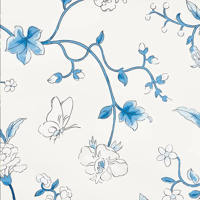 FLORAISON - PORCELAIN Schumacher Wallpaper | Wallpaper Twins FLORAISON PORCELAIN Schumacher Wallpaper wallpaper - SKU 5009110