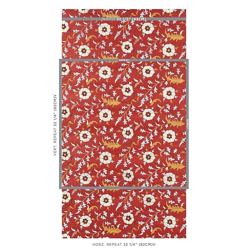 FLORALIA SISAL GARNET Schumacher Wallpaper wallpaper - SKU 5012832
