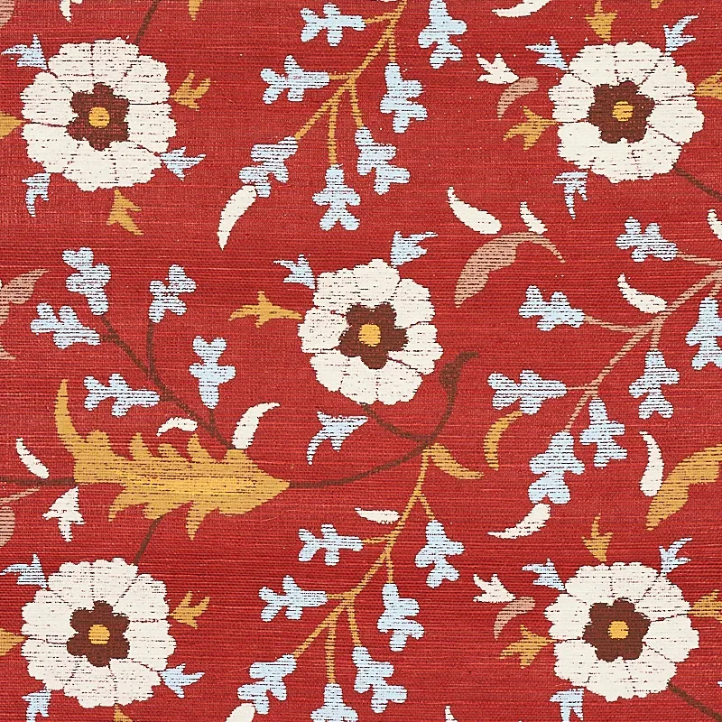 FLORALIA SISAL GARNET Schumacher Wallpaper wallpaper - SKU 5012832