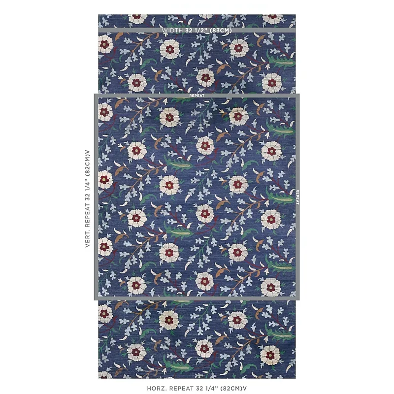 FLORALIA SISAL INDIGO Schumacher Wallpaper wallpaper - SKU 5012831