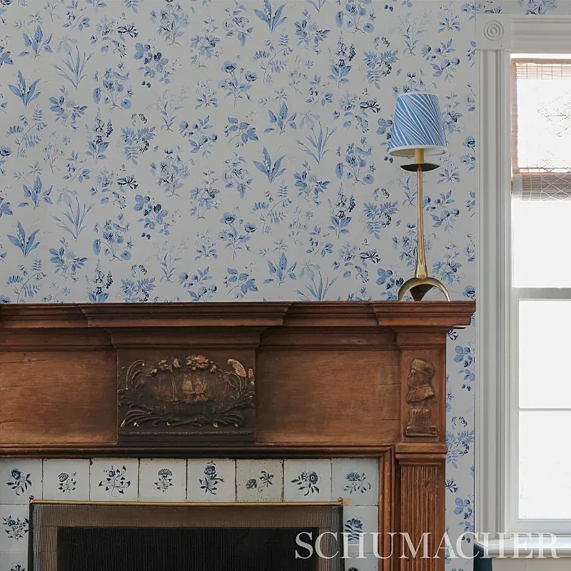 FLOREANA BLUE Schumacher Wallpaper wallpaper - SKU 5010681