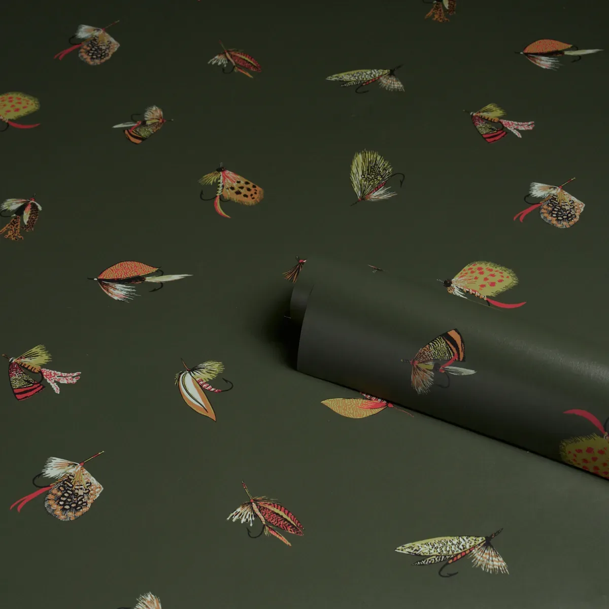 FLY FISHING FOREST GREEN Schumacher Wallpaper wallpaper - SKU 5016991