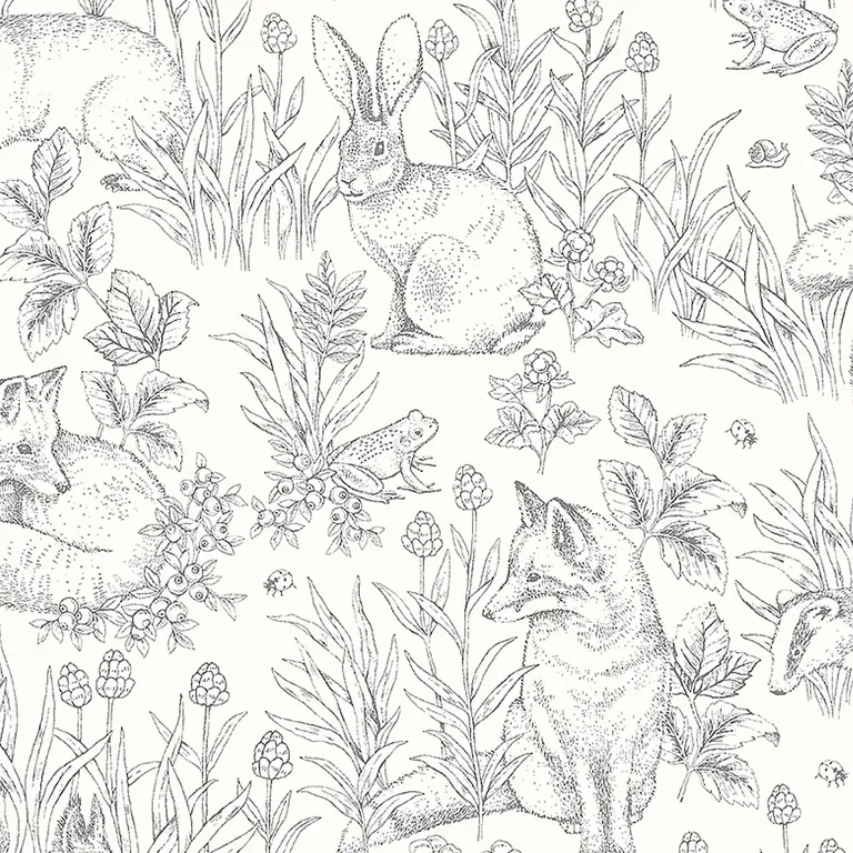 Schumacher FOREST FRIENDS wallpaper, color IVORY, SKU 7478
