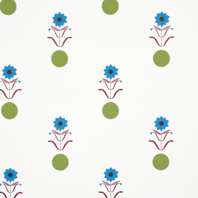 Schumacher FORGET ME DOTS wallpaper, color BLUE & PLUM, SKU 5015882